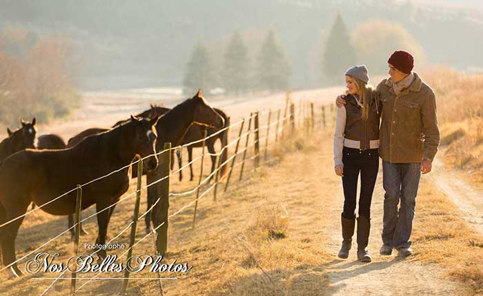 Bon plan séance photo couple équestre cheval, shooting couple dans une écurie, un haras ranch en Alpes-Maritimes